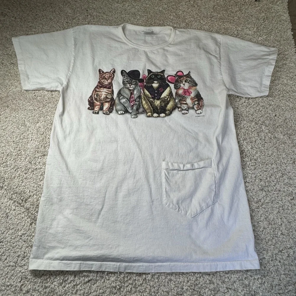 Prints Of Tails T Shirt 90s Cat Double Sided Love Valentine's One Size Vintage